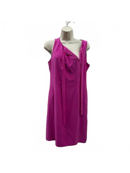 Ann Taylor Sleeveless Raspberry Pink Silk Shift with Asymmetrical Tie | Size 6 - Picture 5 of 11